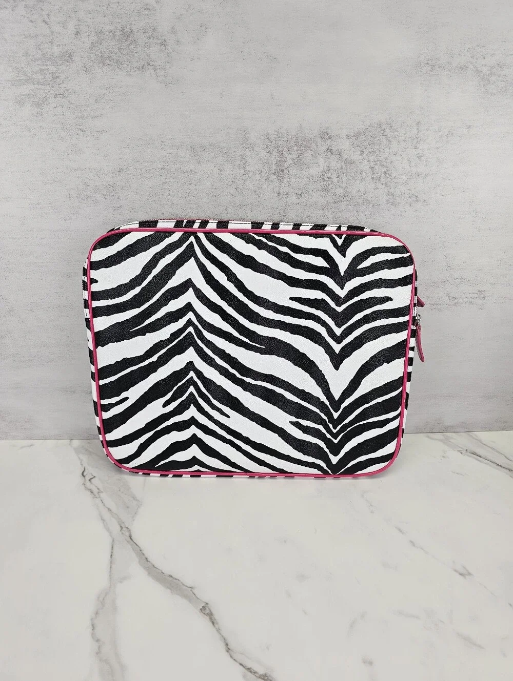 Zebra Print Laptop Case With Pink Trim